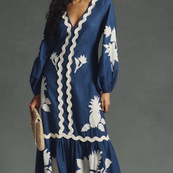 Farm Rio White and Blue Crochet Shirt / Dress - FINAL SALE